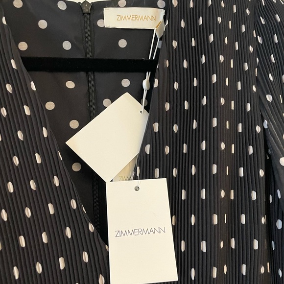 Gorgeous zimmermann pleated midi dress Sz 3 (US 8) black with white polka dots - Picture 14 of 14
